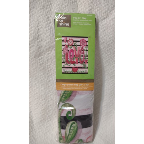 Rain or Shine LOVE flip it flag 28x40 - Picture 2 of 5